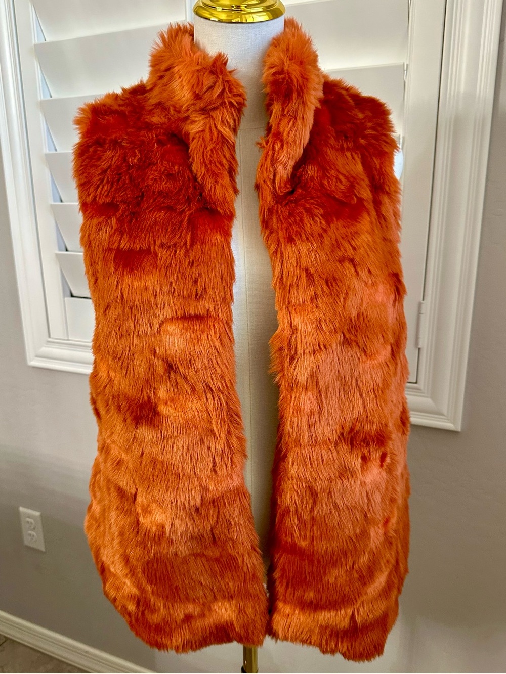 Vibrant Orange Faux Fur Vest